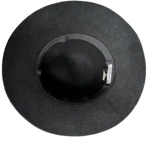 Auxiliary Wide Brim Felt Hat Floppy Black Ribbon Trim Size S/M 100% Wool - Picture 5 of 7